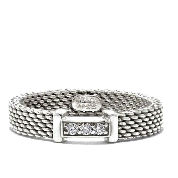Tiffany& Co. Sommerset Sterling Silver Diamond Ring - Picture 1 of 8
